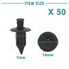 ACROPIX Zipper Rivets Plastic Door Trim Push Pins Universal 7mm Hole Black 50pcs