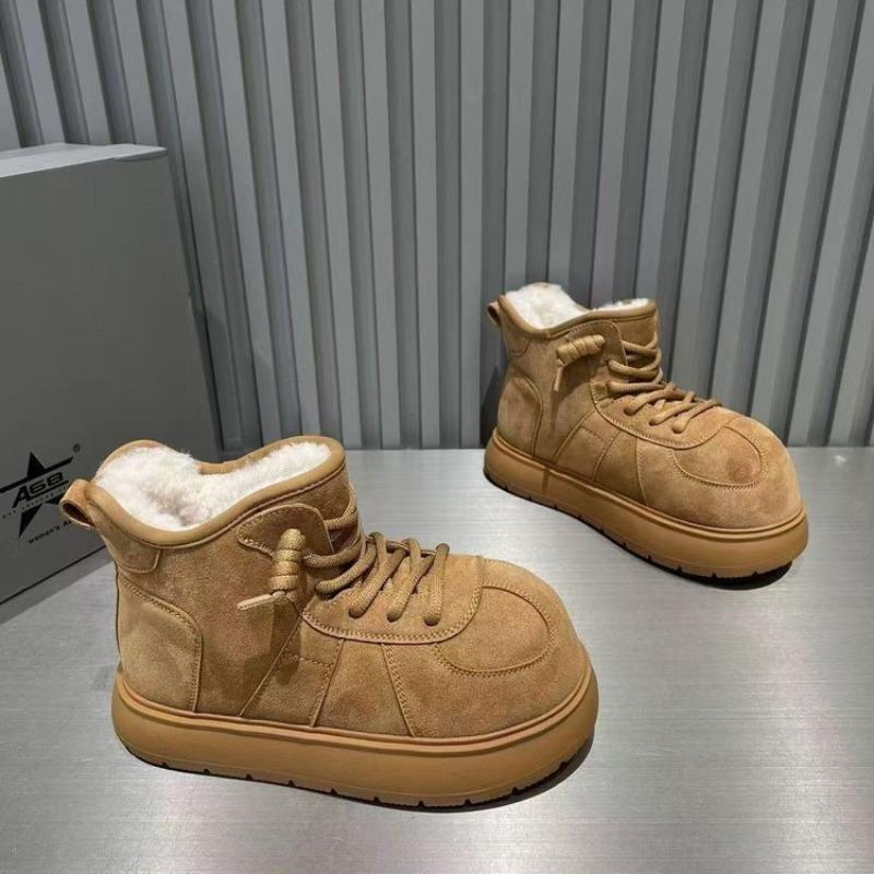 Big Head Thick-soled High-top Snow Boots Fashionable Women's Autumn and Winter New Matte Lace-up Short Boots Children's Tide