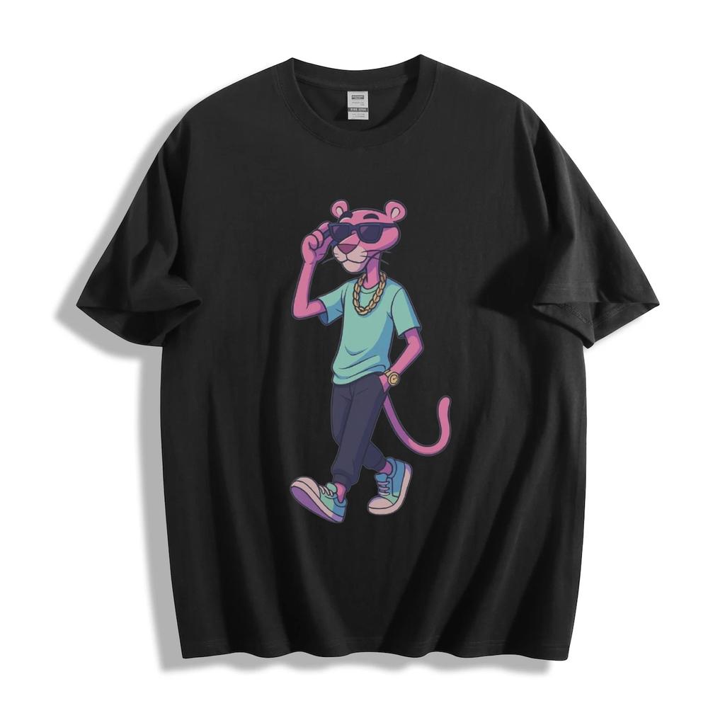 Unisex růžový panter Hip-Hop grafické tričko