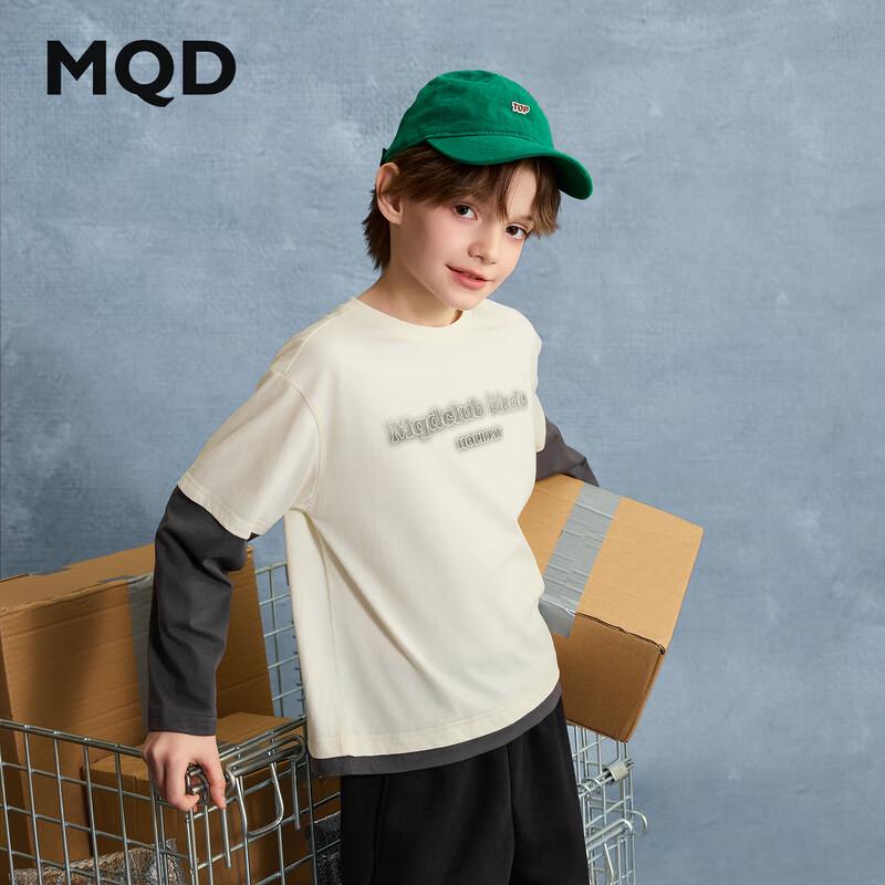 Детская футболка MQD для мальчиков с длинным рукавом, имитация двух предметов, цветовые блоки, буквы 130