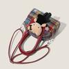 Zusammenklappbare PU-Schultertasche Hello Kitty mit rotem Karomuster für den täglichen Gebrauch