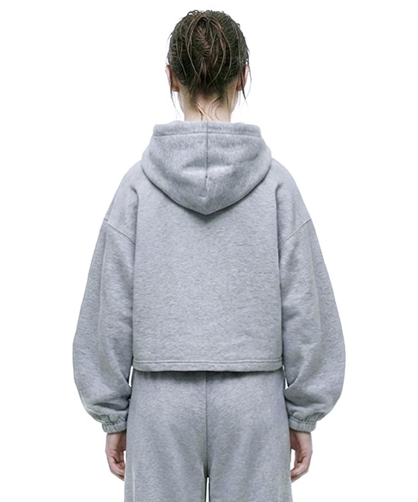 String Oversized Crop Hoodie - Melange
