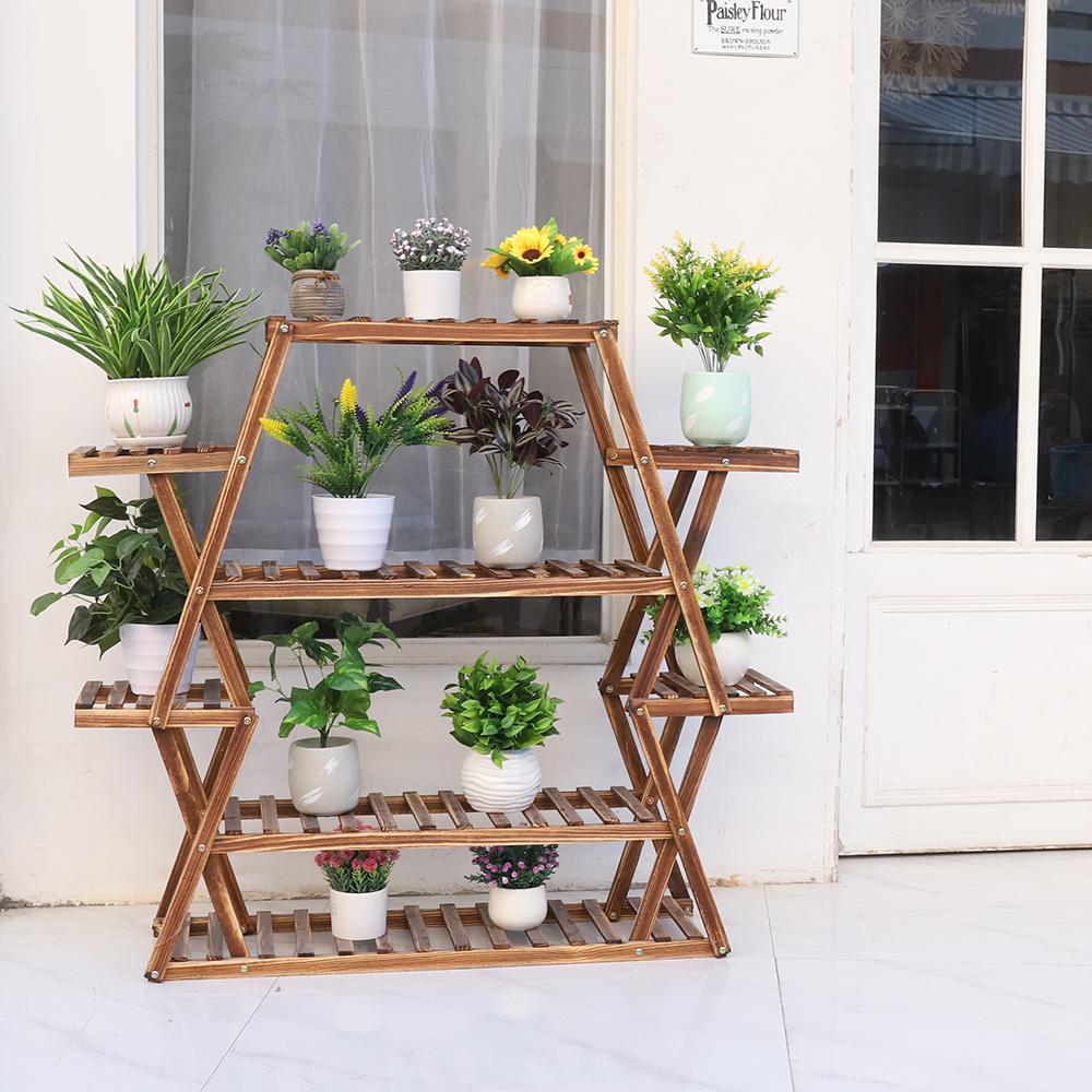 Wooden Plant Stand Flower Pots Organizer Rack Holder Indoor Outdoor