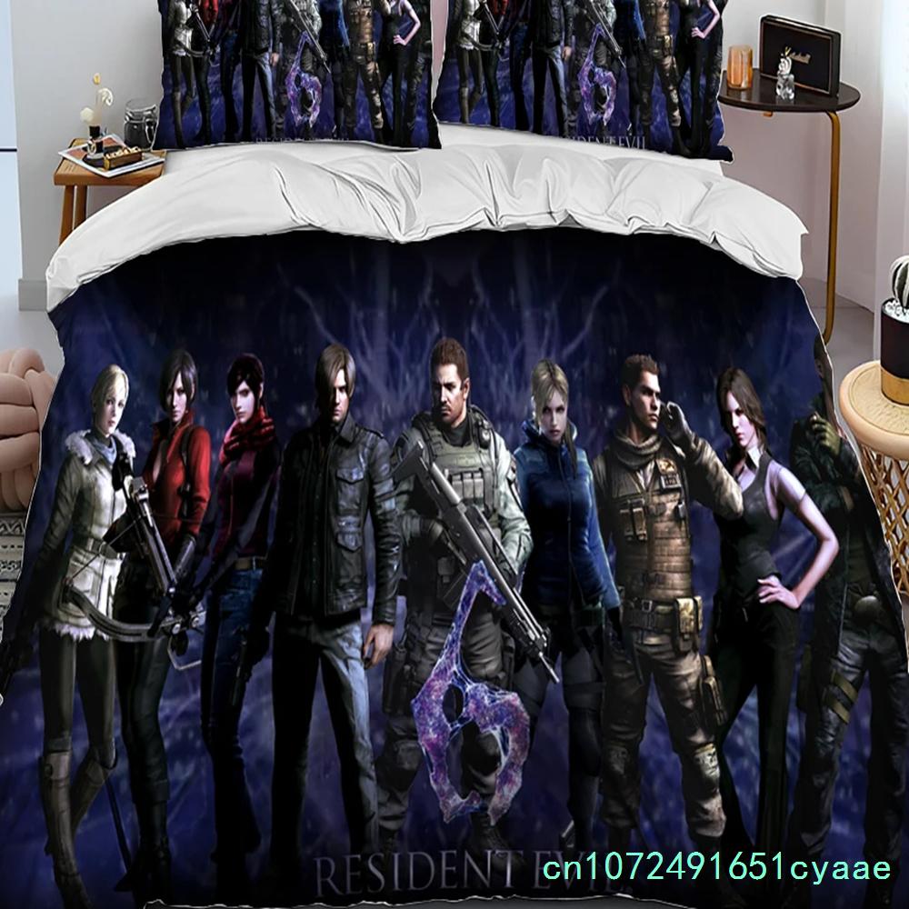 3D R-Resident Evil Oyunları Oyuncu Yorgan Yatak Takımı,Nevresim Yatak Seti Yorgan Kılıfı Yastık Kılıfı,King Queen Boy Yatak Takımı Erkek Çocuklar