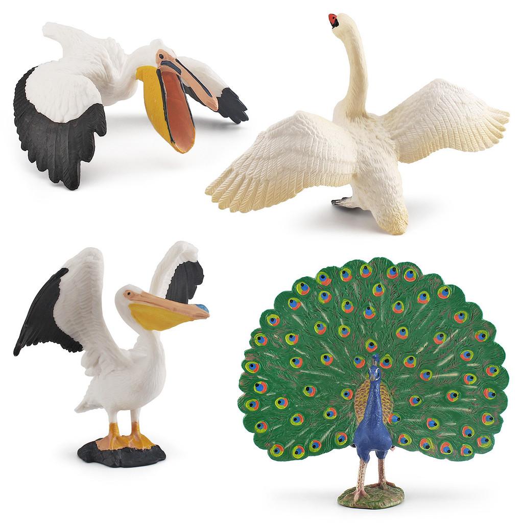 Peafowl Pelican Wildlife Animal Pvc Models For Kids Educational Decor Toys And