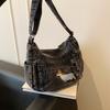 Denim Vintage Shoulder Bag Women Embroidered Cat Crossbody Bag
