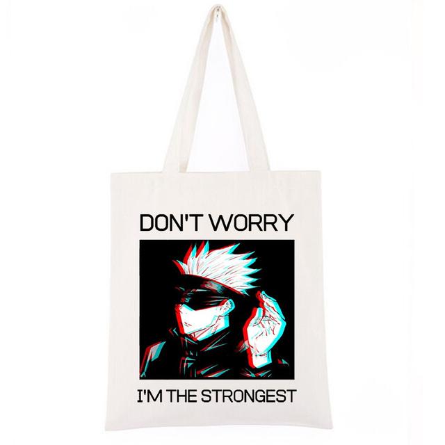 Gojo Sensei Jujutsu Kaisen Anime Handbag For Women Korean Vintage Shoulder Shopping Bag Cotton Canvas Tote  Bag Large