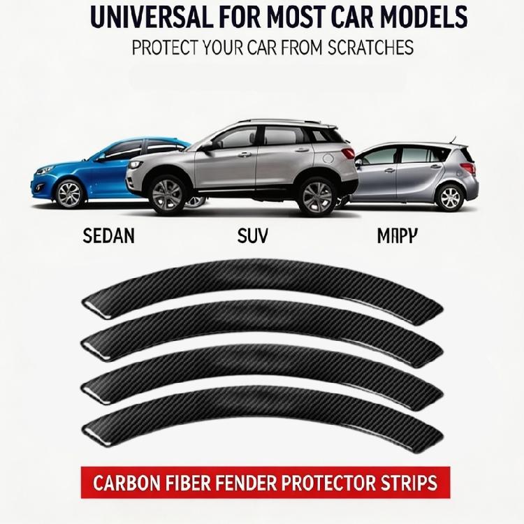 Pack of 4 Wheel Eyebrow Accent Trim Set for DIY Car Detail Carbon Look PVC Edge Cover, 15.16 X 1.18 In Self Adhesive Exterior Use Pack