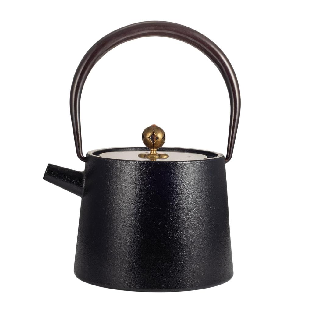 Cast Iron Teapot, 1200ml Capacity, Suitable for Direct Heat and Induction Cooktops, Unpolished, Iron Supplement, Traditional Craft, Cast Iron, Black,