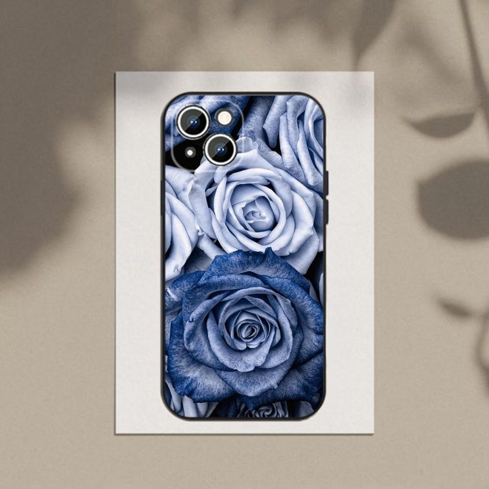 Blue Rose Flower Ultra-Thin TPU Phone Case for iPhone 6-16ProMax/SamsungS7-S24Ultra/Redmi13TPro - Shockproof,Scratch-Resistant,RaisedCameraSafe Cover