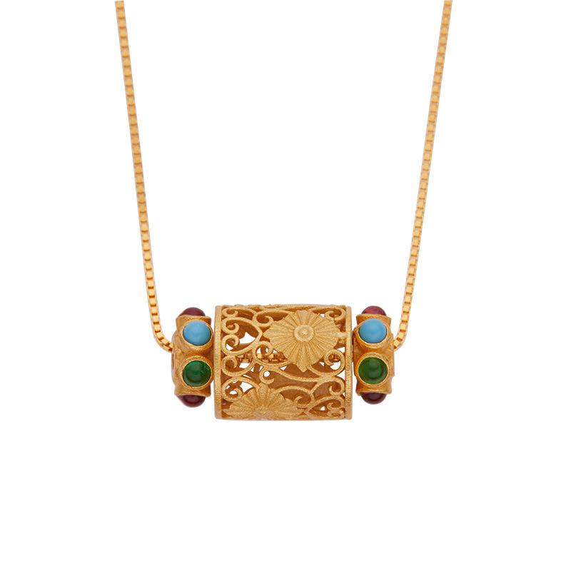 Серебро 925 пробы Древнее золотое мастерство Ретро Подвеска Ювелирные изделия Темперамент Элегантный Универсальный Подвеска Этнические украшения Женское ожерелье золотой