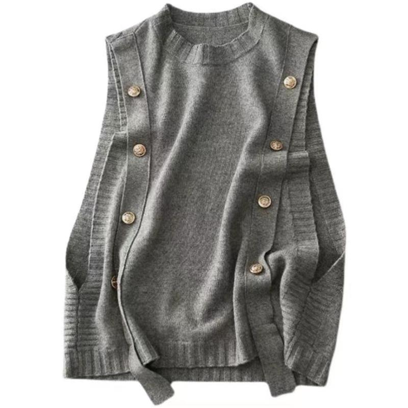 Fashion Knitted Vest for Women Sleeveless Sweater Vest Retro Knit Tank-Top Korean Female Autumn and Winter Casual Knit Pullover