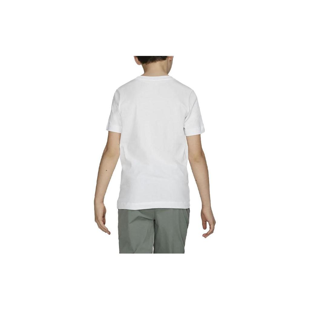 Nike Brand Logo Solid Color Round Neck Short Sleeve T-Shirt Kids Tops White AR5254-100
