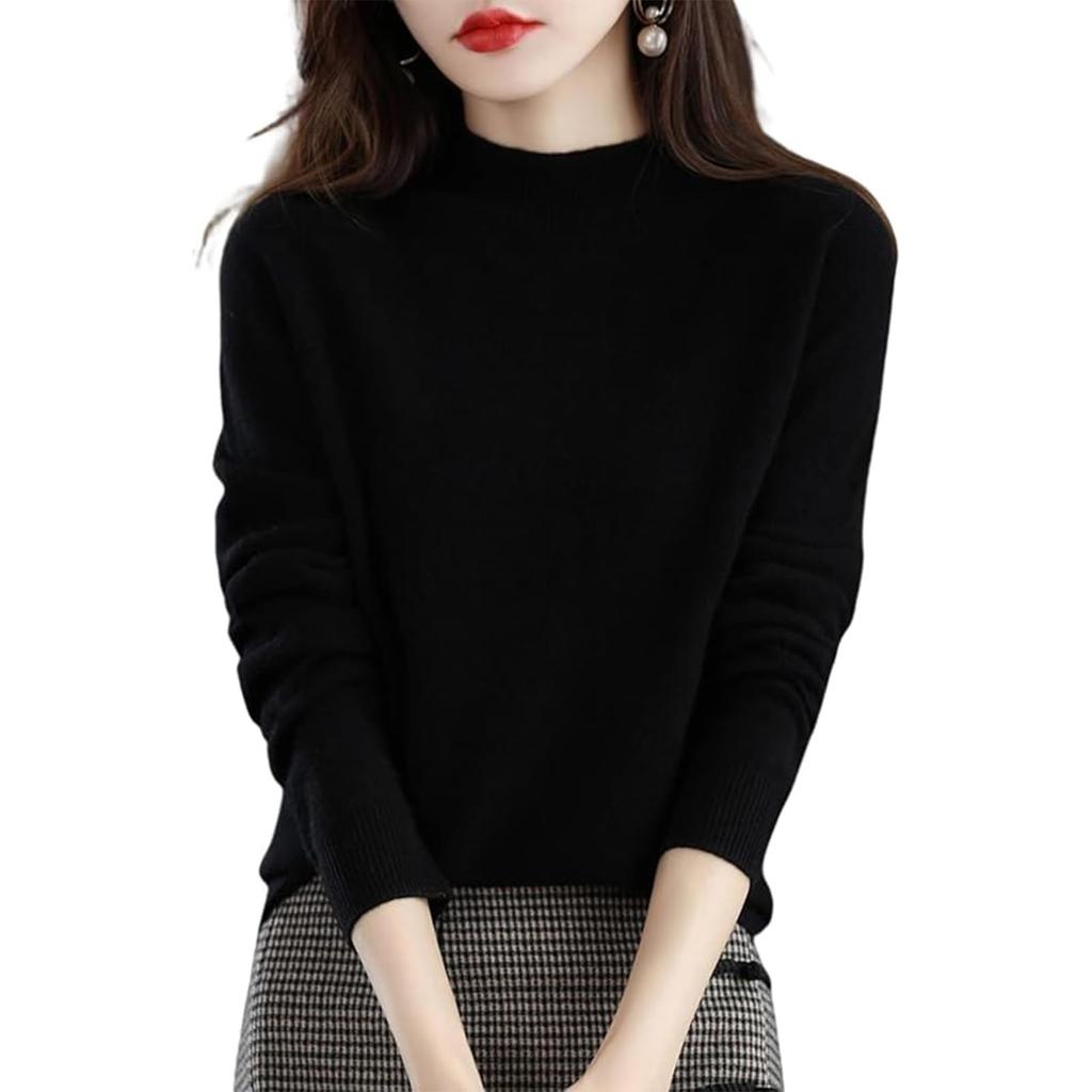 Women's Warm Wool Knitted Winter Sweater With Artificial Wool And High Collar