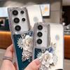 Romantic Rose Flower Pattern Case For Samsung S26 S25 Ultra S24 FE S23 Plus S22 S21 A15 A16 A17 A35 A36 A37 A54 A55 A56 A57 5G Plating Lens Soft Cover