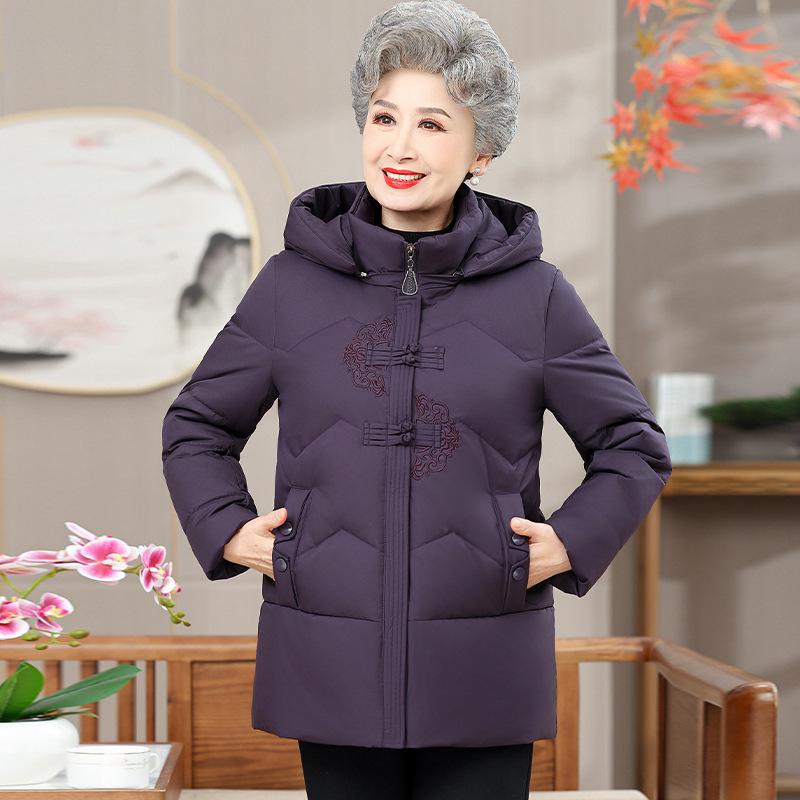 

Mom s Festive Red Mid-Length Down Jacket for Middle-Aged & Elderly Women 3XL (120-135 jin) темно-фіолетовий колір