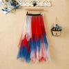 Women's Irregular Mesh Midi Skirt, High,waisted Versatile Half Skirt