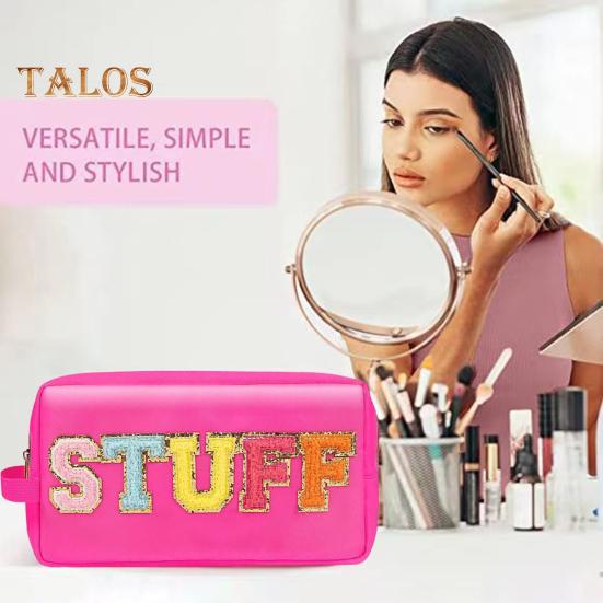 

Косметичка большой вместимости, многоразовая прочная косметичка с алфавитным узором, косметическая сумка для хранения, товары для дома