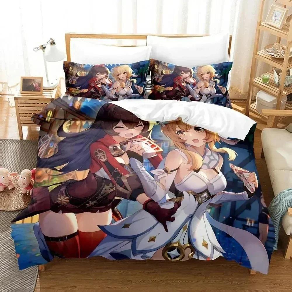

3D Anime Genshin Impact Arlecchino Bedding Set Bedroom Soft Modern Bedspreads Comefortable Duvet Cover Quilt Cover Pillowcase EU Single(135*200cm)3pcs