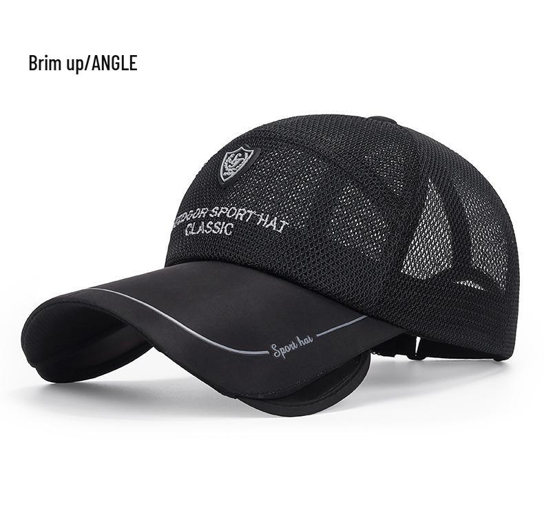 Unisex Summer Mesh Cap with Extended Telescopic Brim for Outdoor Sun Protection