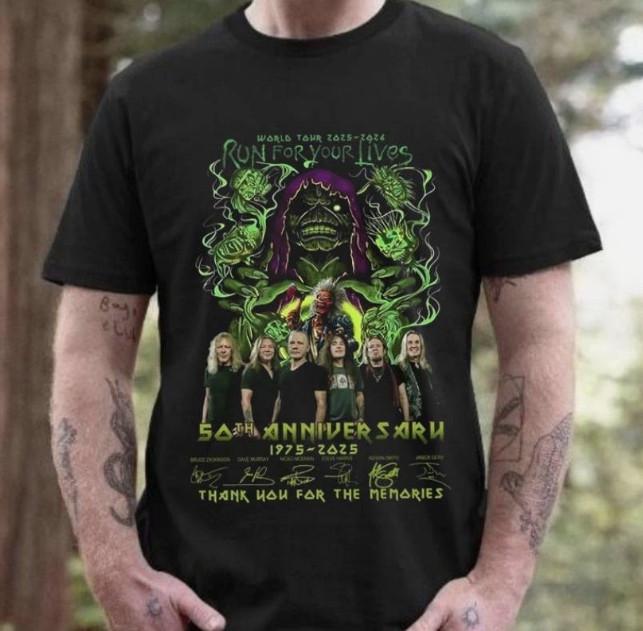

Iron Maiden World Tour 2025-2026 Run For Your Lives 50th Anniversary T-shirt Unisex T-Shirt XL
