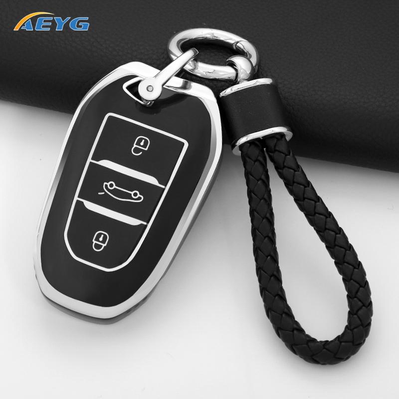 Tpu Car Remote Key Case Cover For Peugeot 308 408 508 2008 3008 4008 5008 Citroen C4 C4L C6 C3-Xr Picasso Ds3 Ds4 Ds5 Key Chain
