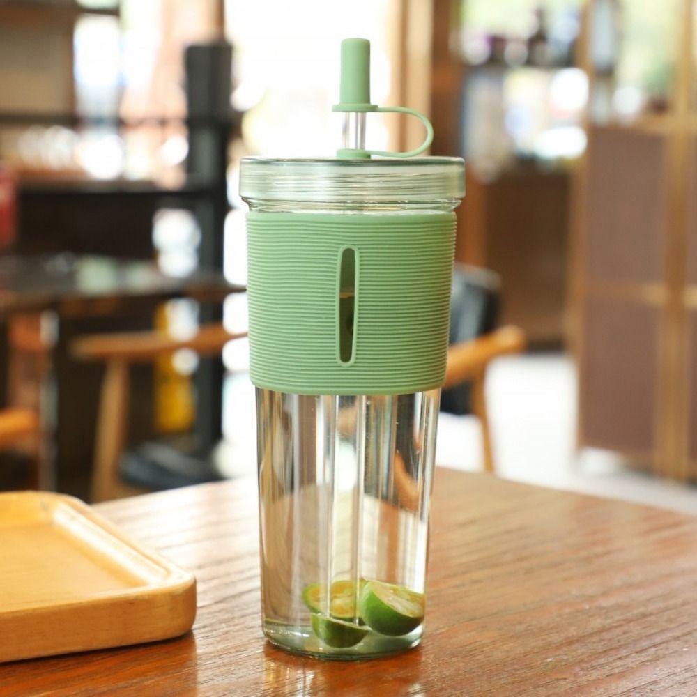 Large Capacit Water Bottle With Straw Iced Coffee Cup Smoothie Cup Clear Tumbler  Milk
