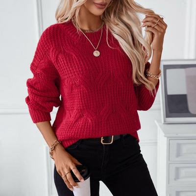 Autumn Winter Vintage Loose Long Sleeve Top Solid Color Cardigan Knitwear O-Neck Sweater