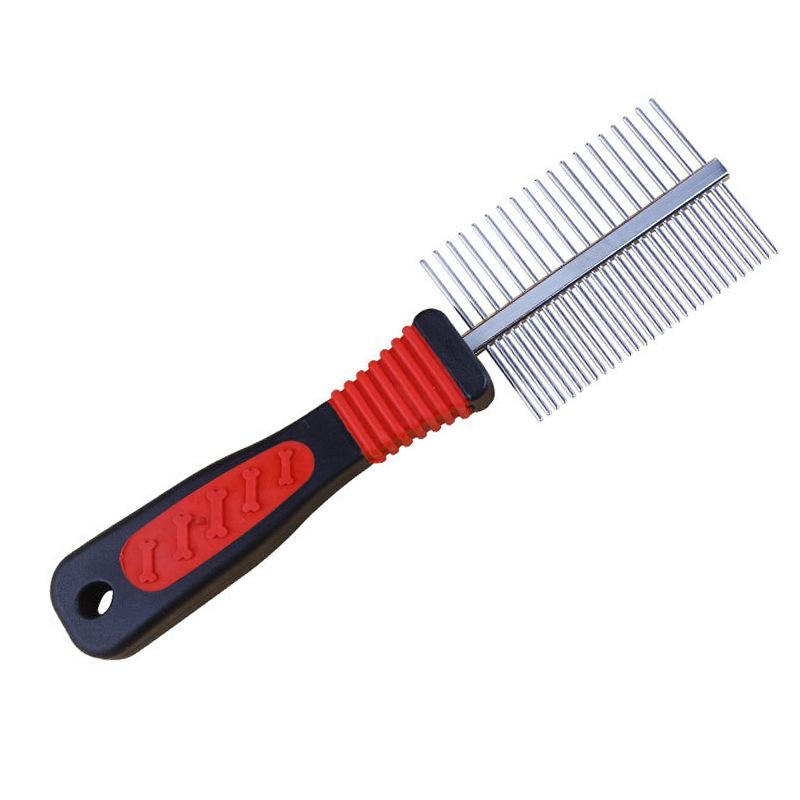 

Pet Grooming Comb Double-sided Stainless Steel Row Comb Set, Pet Dog Grooming Double-row Comb One opp bag package