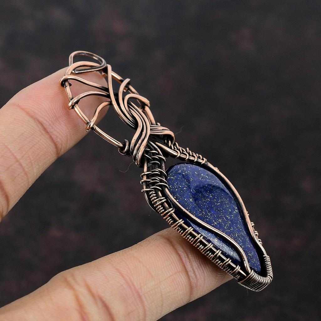 Lapis Lazuli Pendant Copper Wire Wrapped Pendant Original Gemstone Pendant Copper Jewelry Handmade Pendant Wire Wrapped Jewelry Gift For Mom