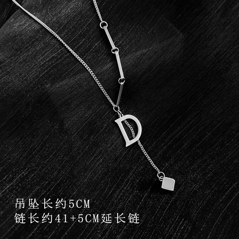 Non-Fading Stainless Steel Punk Hip-Hop Style Necklace Temperament Simple Front Buckle Collarbone Chain