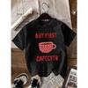 [Damen Freizeit-T-Shirt] Damen Rundhals Teetasse Buchstaben Druck Sommer Kühl Kurzarm Freizeit-T-Shirt