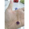 High-end Four-leaf Clover Necklace for Women 18K Rose Red Chalcedony Agate Natural White Shell Pendant Clavicle Chain