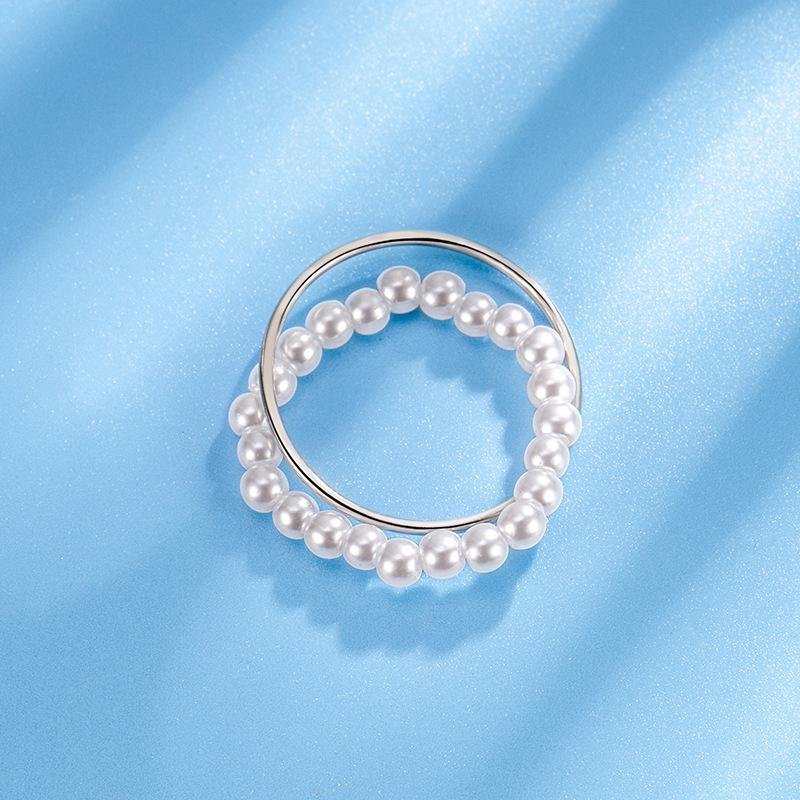 Women's Double Layer Pearl Bow Ring: Versatile Cat's Eye Design for Fashion