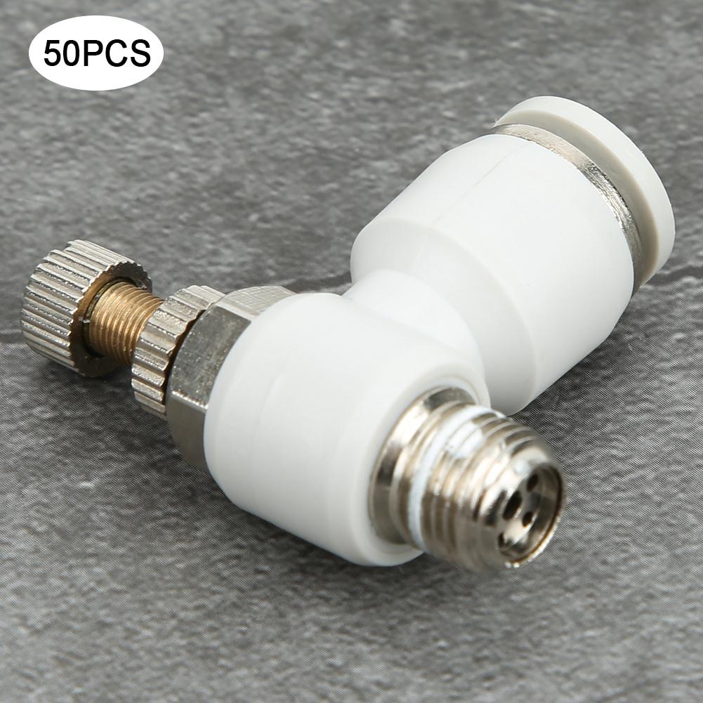 50Pcs Air Flow Control Valve Pneumatic White Adjustment Durable Quick Connector SL8‑01