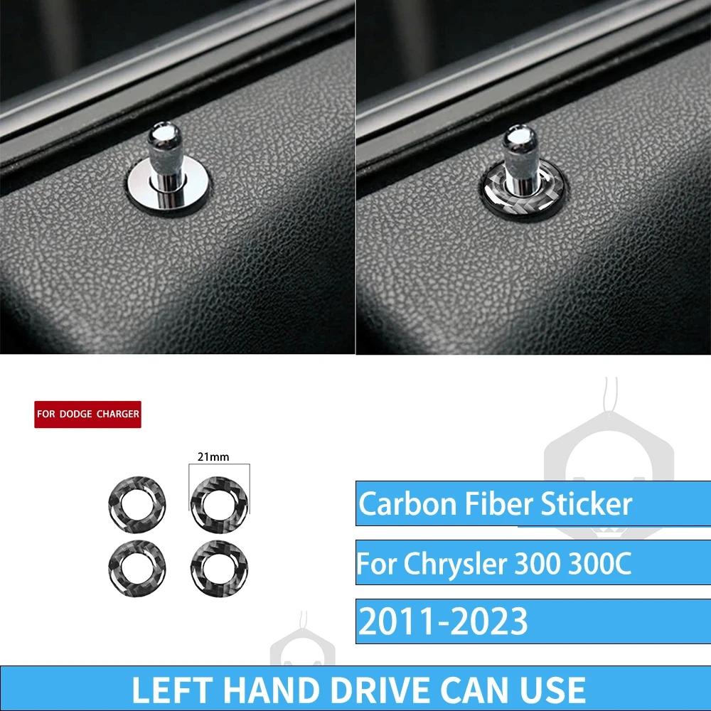 For Chrysler 300 300C 2011- Carbon Fiber Door Lock Decorative Ring Decorative Car Accessories Interior Cover Sticker Trim