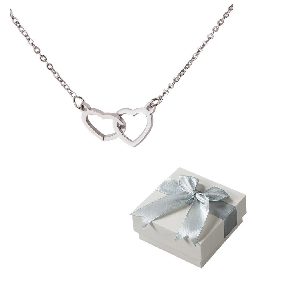 Personalized Couple's Names Heart Necklace Custom Jewelry Rotating Preserved Rose Box For Women Wife Valentine's Day Gift