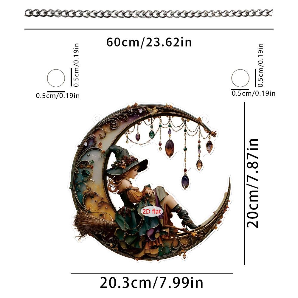 Halloween Acrylic Pendant Lightweight 2d Flat Decoration Witch Pumpkin Suncatcher Colorful Window Hanging Decoration For Door