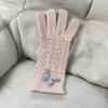 Pearl Bowknot Warm Wool Knitted Gloves