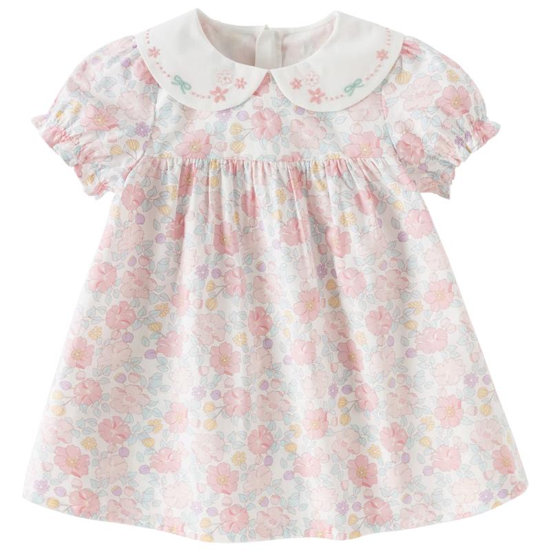 DAVE & BELLA Girls' Floral Print Cotton A-line Dress