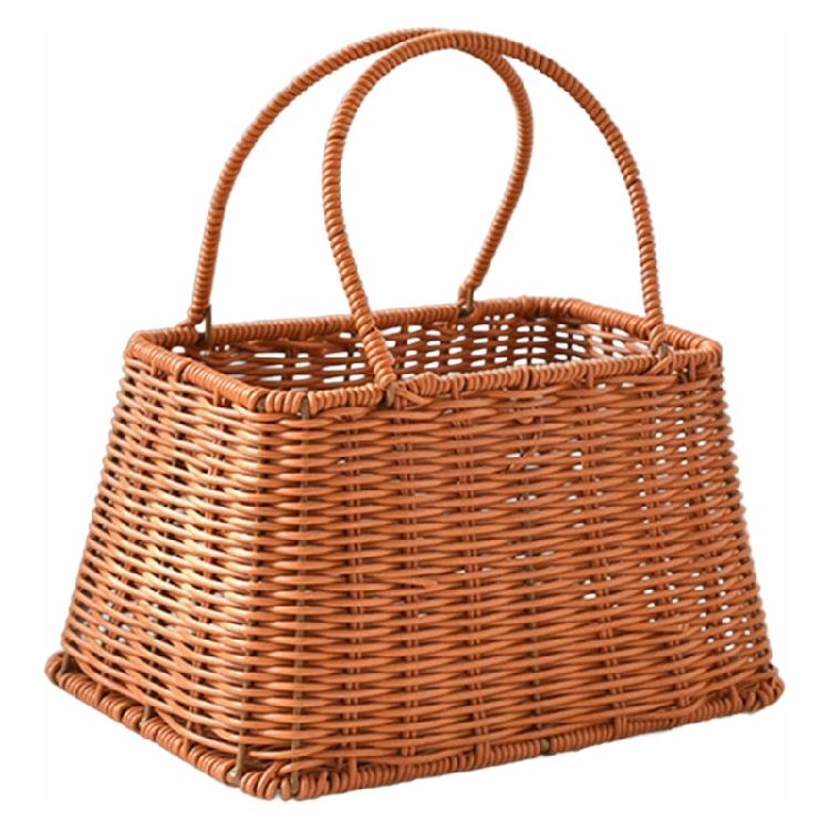 Handwoven Floral Basket Rattan Storage Basket for Picnics and Outdoor Activities