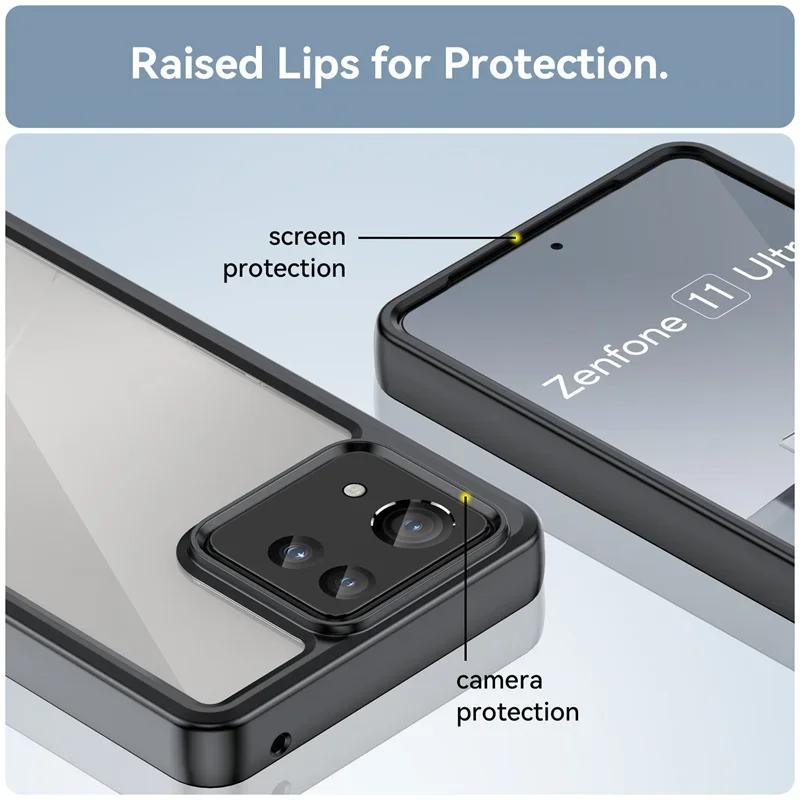Custodia Protettiva Trasparente Colorata in TPU e Acrilico per Asus Zenfone 11 Ultra Zenfone 10 9, Cover Posteriore Anti-impronte Digitali