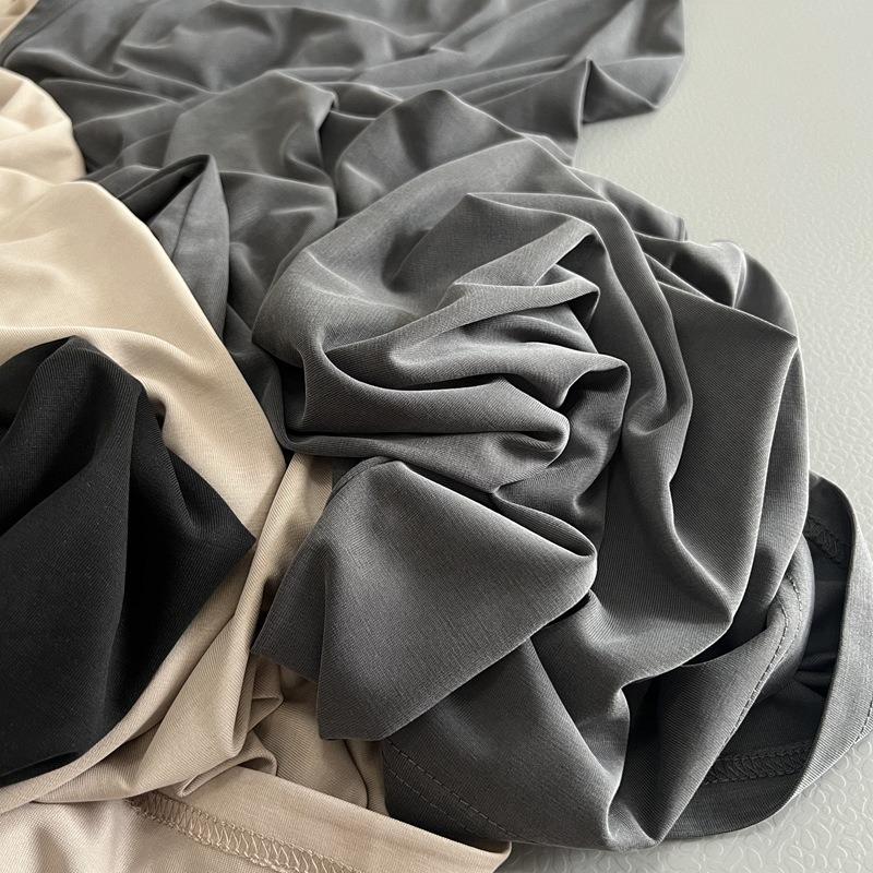 Copper Aonia Silk Texture Long Vest Dress Smooth Cool Skirt Suer New Women's Casual Round Neck Solid Color Skirt