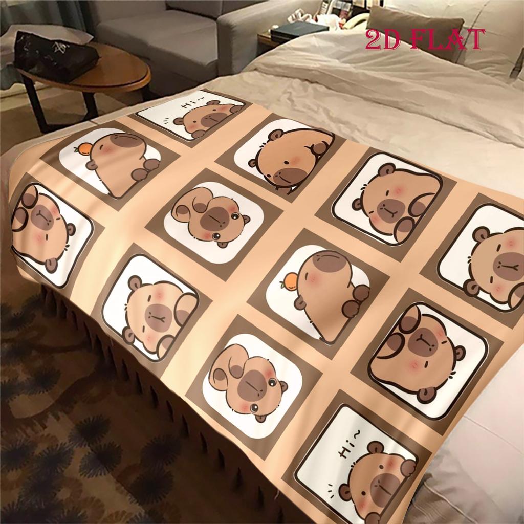 Adorable Capybara Moments Blanket Suitable for All Seasons Home Decor Christmas Gifts Digital Printing Office Rest Blanket