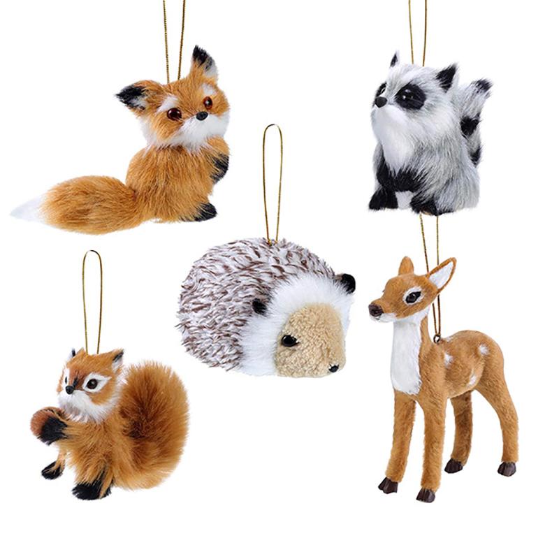 Plüsch-Weihnachtsbaum-Hängeornamente aus Kunstpelz, Waldtiere-Ornamente für Weihnachtsrucksack, Schlüsselanhänger-Dekoration