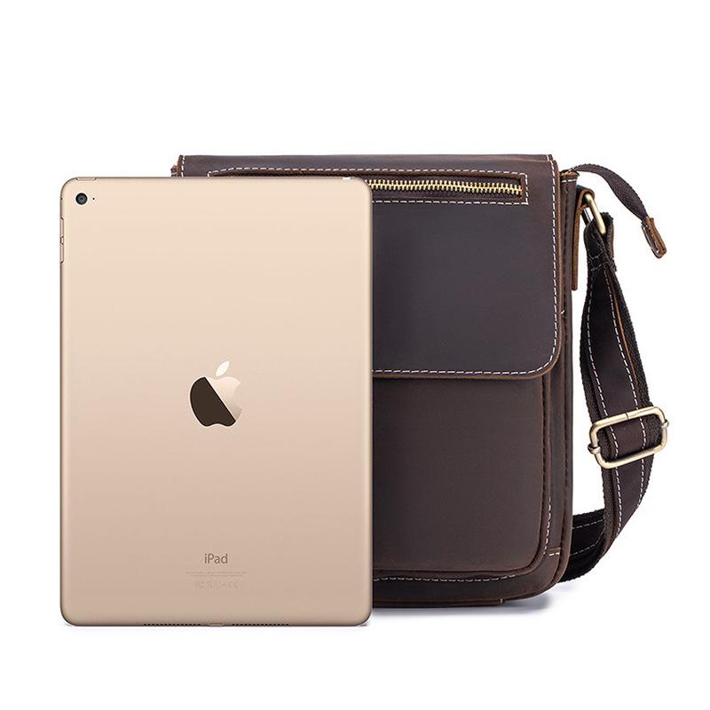 Retro -grain cowhide men's single-shoulder bag for business commuting, business office crossbody bag, business office handbag