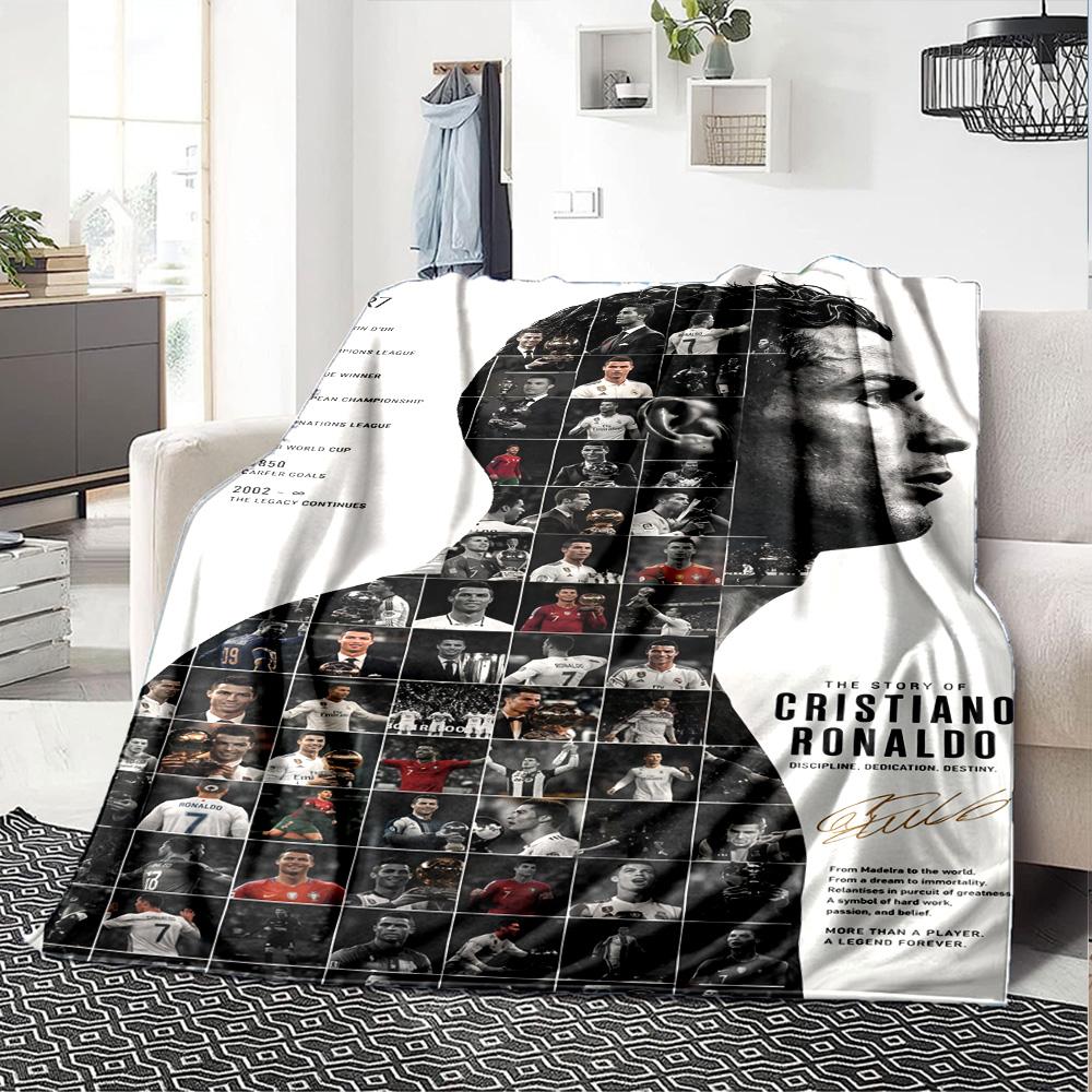 Ronaldo's Legacy Manchester United Blanket Durable Comfort Great for Office Chair Bedding Office Four Seasons Universal Playful Design