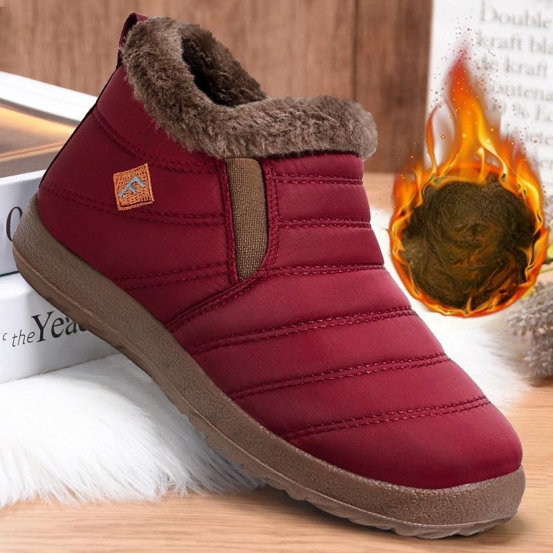 Men's and Women's Plus Size Winter Warm Fur-Lined Snow Boots with Fleece Lining, Ankle Boots, Slip-Resistant Hiking Boots, Cotton Boots