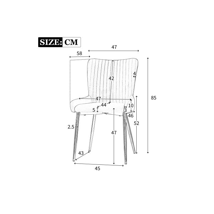 Chaise de salle à manger - MUVOE - Velours - Beige - Lot de 2 - Pieds en métal doré