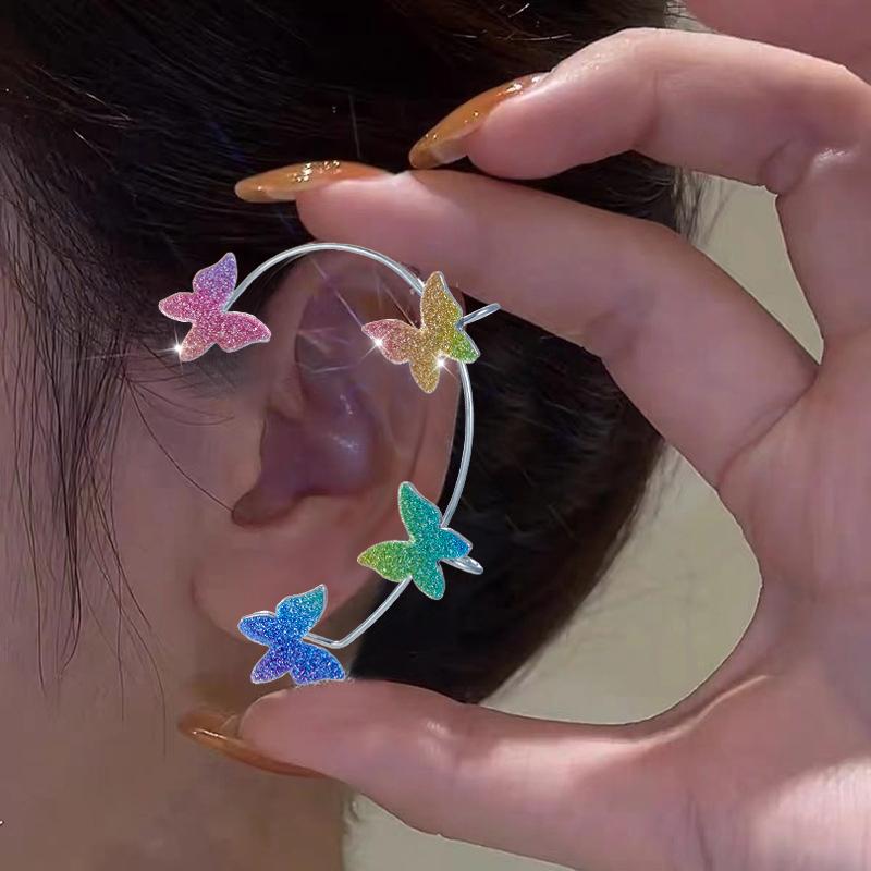 Kpop Shiny Zircon Butterfly Earcuff For Women Without Piercing Earrings 2026 Fashion Ear Clip Earrings Bride Wedding Jewelry